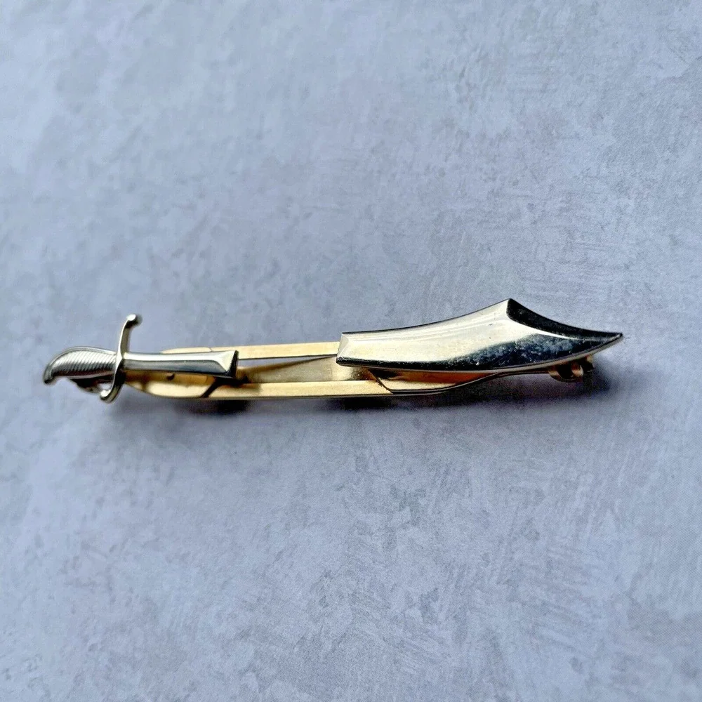 Vintage ANSON Gold Tone Sword Knife TIE‎ CLIP 3 1/2